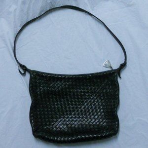 Vtg Morris Moscowitz Woven Leather Shoulder bag black